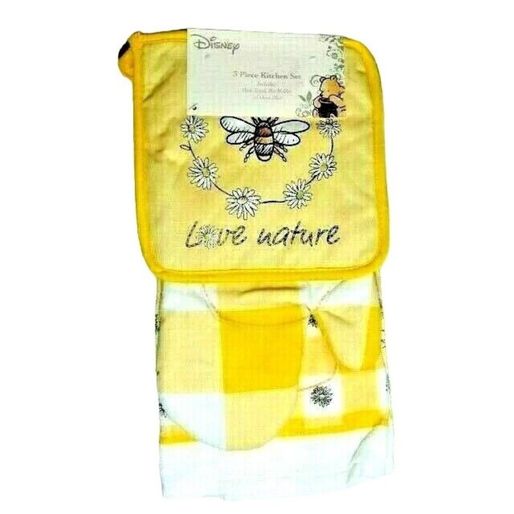 Winnie the Pooh Bees Honey Pot Kitchen Towel Pot Holder Oven Mitt 3-Pack Gift